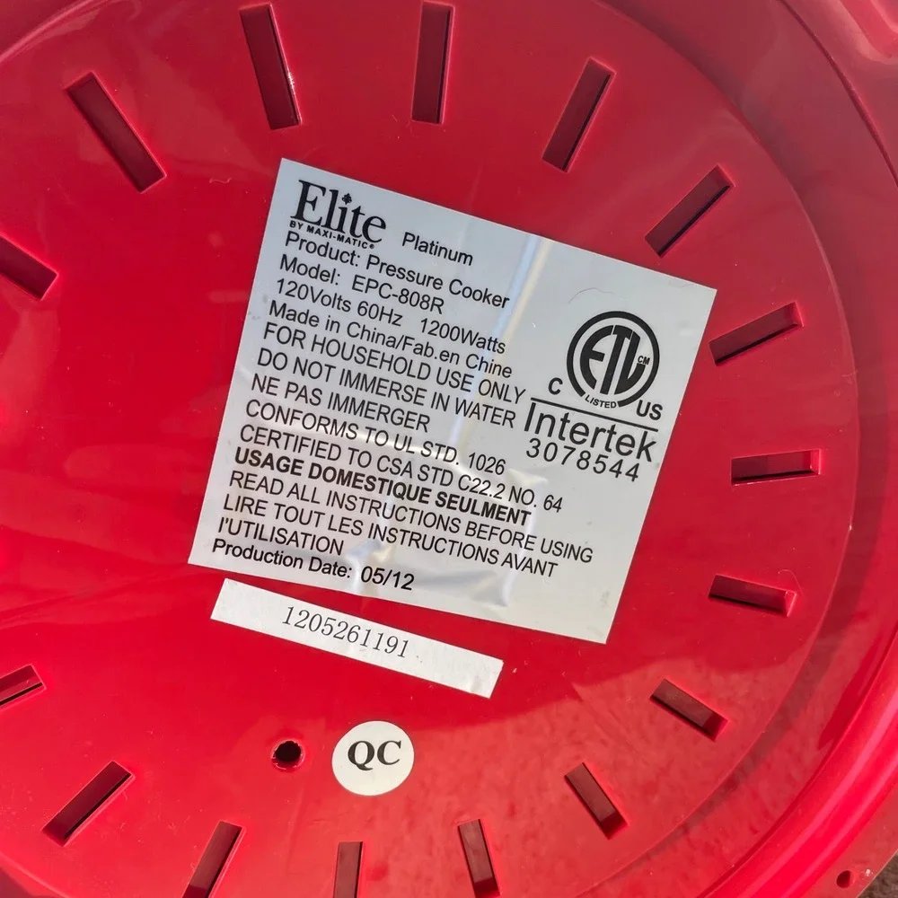 Elite Maxi Matic Platinum EPC 808R‎ Red 120V 1200W Electric Pressure Cooker 8QT
